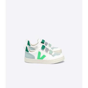 Sneakersy Veja V-10 CHROMEFREE Dziecięce White/Green | VEJA773-PL