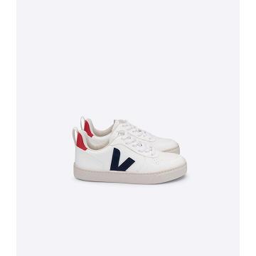 Sneakersy Veja V-10 LACES CWL Dziecięce White/Navy | VEJA790-PL