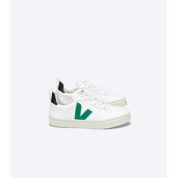 Sneakersy Veja V-10 LACE CWL Dziecięce White/Green | VEJA776-PL