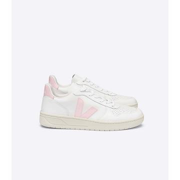 Sneakersy Veja V-10 LEATHER Damskie White/Pink | VEJA586-PL