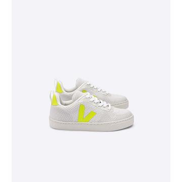 Sneakersy Veja V-10 MALHA BRANCO Dziecięce White/Green | VEJA767-PL