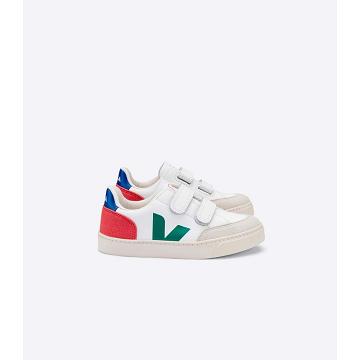Sneakersy Veja V-12 LEATHER Dziecięce White/Red | VEJA810-PL
