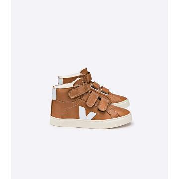 Wysokie Veja ESPLAR MID FURED LEATHER Dziecięce Kawa | VEJA614-PL