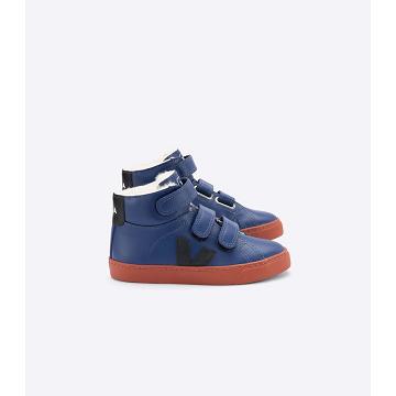 Wysokie Veja ESPLAR MID FURED LEATHER Dziecięce Niebieskie | VEJA616-PL