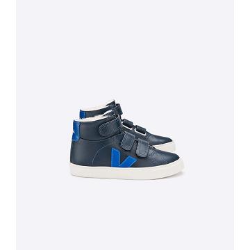 Wysokie Veja ESPLAR MID FURED LEATHER Dziecięce Blue/Navy | VEJA618-PL