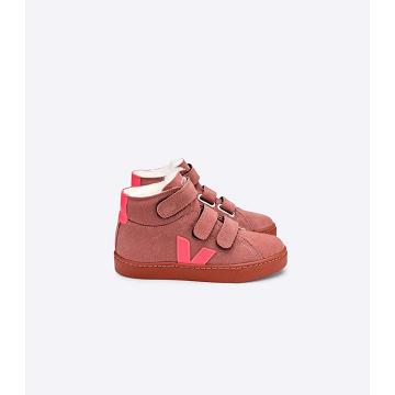 Wysokie Veja ESPLAR MID FURED SUEDE Dziecięce Czerwone | VEJA626-PL
