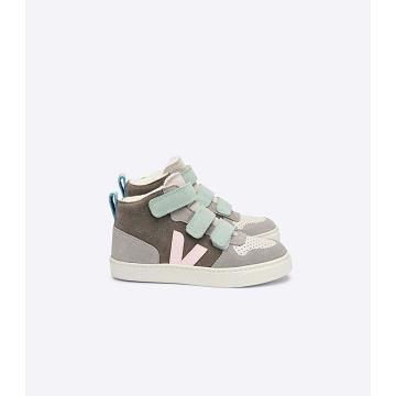 Wysokie Veja V-10 MID FURED SUEDE Dziecięce Szare | VEJA635-PL