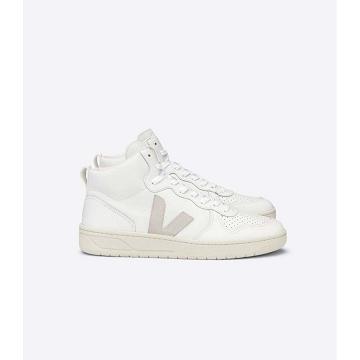 Wysokie Veja V-15 LEATHER Męskie Białe | VEJA021-PL